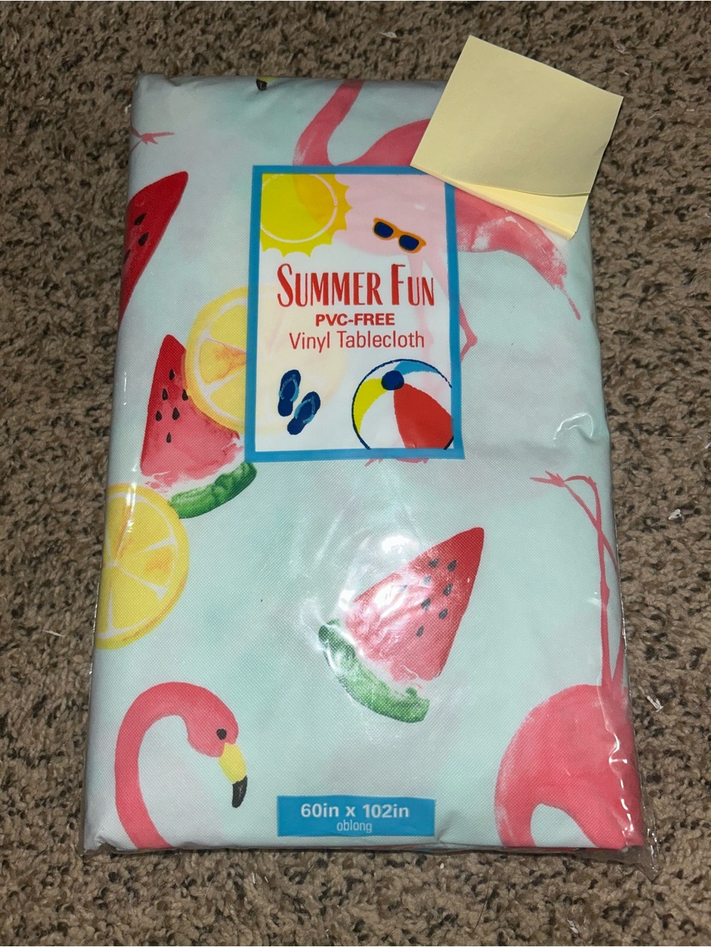 Summer Fun PVC-Free Vinyl Tablecloth - Flamingo & Watermelon Print